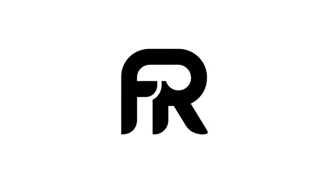Minimalist black and white FR monogram logo design
