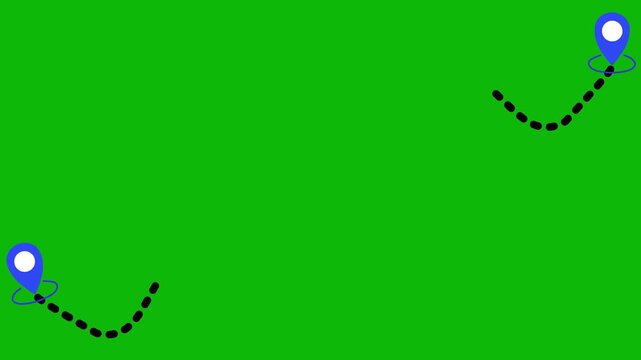 Interactive digital map route animation, target destination, modern logistics tracking concept with sharp vector graphics with green background.