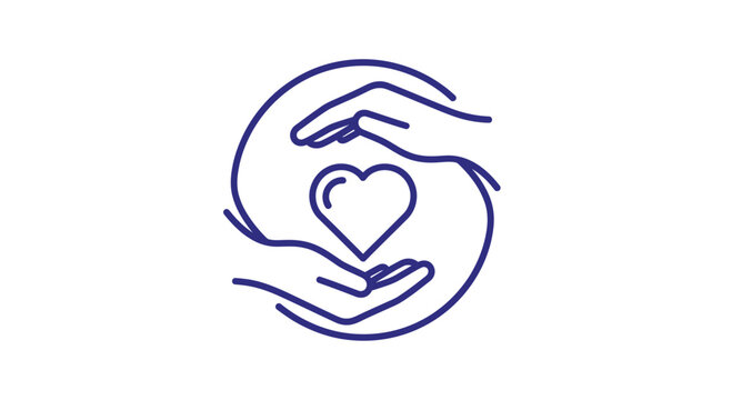 Hands holding a heart symbol.