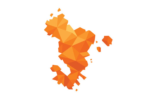 Mayotte Map Vector Illustration in Vibrant Orange Low Poly Polygon Style: Clean Geometric Design of the French Overseas Territory in the Indian Ocean Isolated on a White Background for Graphics