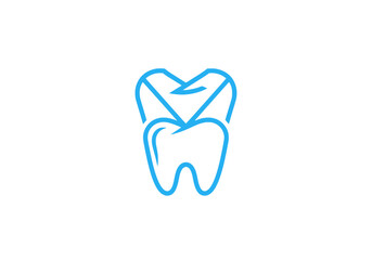 Obraz premium Minimalist blue line art logo combining tooth and heart shapes