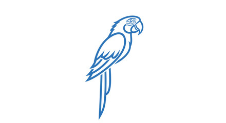 Minimalist blue macaw parrot line art icon on white background © kaninss