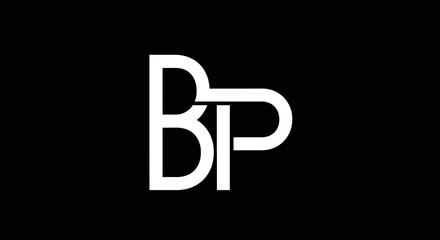 Minimalist BP letters monogram logo design on black background © kaninss
