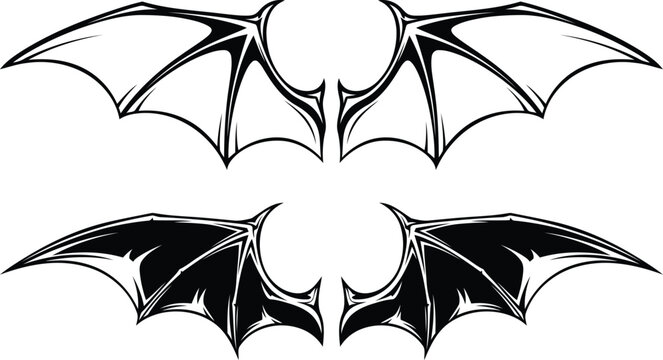 Black bat wing designs for tattoos or logos