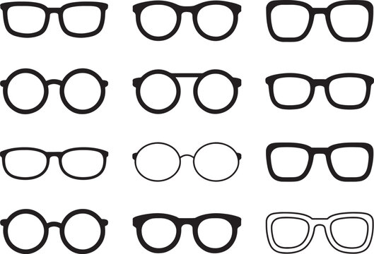 Set of glasses and sunglasses vector illustration set of eyewear fashion optical frames and eyeglasses collection