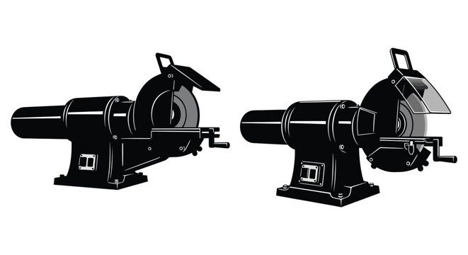 Bench grinder silhouette on a white background industrial tool illustration