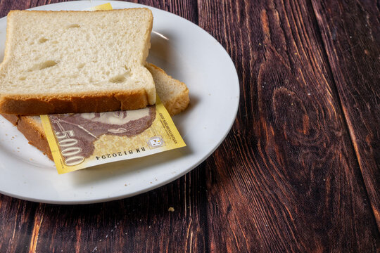 Hungarian Inflation Bread And Forint Concept