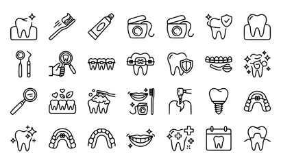 Fototapeta premium Dental care icon set teeth dentistry health vector illustration