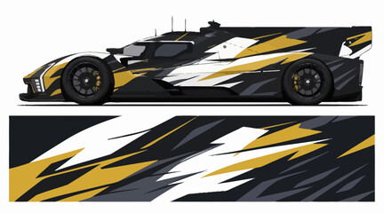 Obraz premium Racing Car with Yellow Streaks Design.