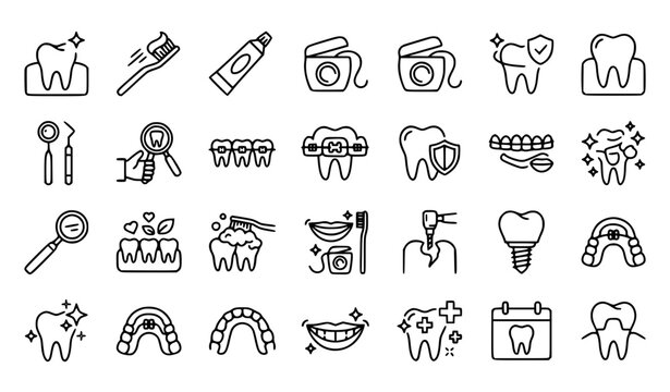 Dental care icon set teeth dentistry health vector illustration