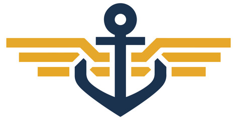 Abstract naval symbol with anchor and wings design © Racelleo