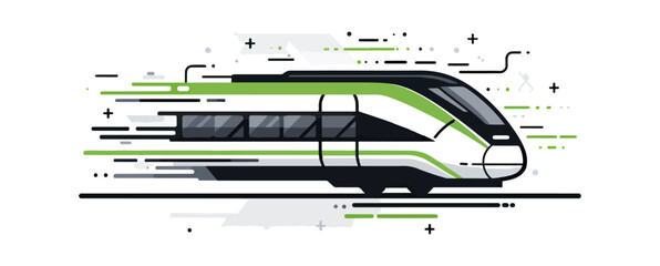 Modern high speed train illustration on black background © Racelleo