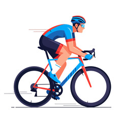 Naklejka premium Cyclist in motion on a road bicycle, vector illustration