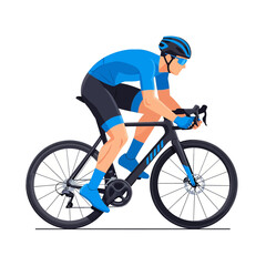 Naklejka premium Cyclist on Road Bike in Motion, Vector Illustration, Blue Sportswear