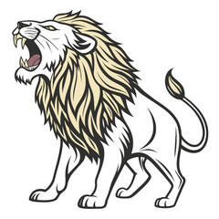 Naklejka premium Roaring lion illustration with detailed mane a vector graphic on a white background for design projects