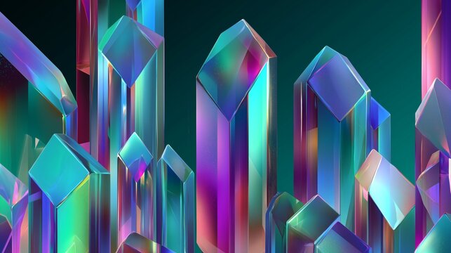 Abstract Holographic Crystal Background with Vibrant Shimmering Hues