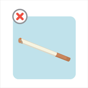 No smoking concept with cigarette and cross mark icon