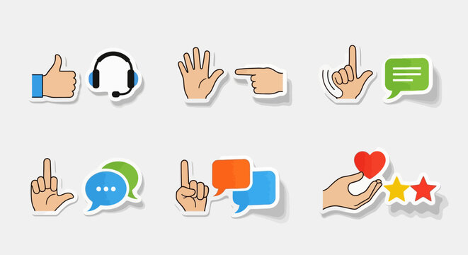 Hands with thumbs up and gestures.
