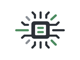Obraz premium Abstract processor chip icon on black background for technology concepts