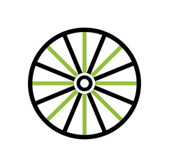 Fototapeta premium Geometric wheel design with black background and radial lines