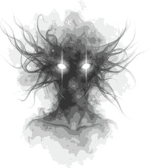 Fototapeta premium Glowing Eyes in Dark Creature Face.