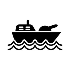 Fototapeta premium Warship icon solid design with transparent background