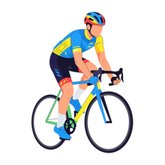 Naklejka premium Cyclist in Action: Colorful Bicycle Illustration, White Background