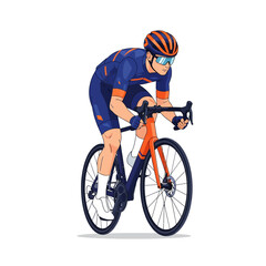 Naklejka premium Cyclist in Action: Cycling on a road bike isolated on white background