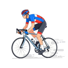 Naklejka premium Cyclist in Action: Cycling on Bike with Speed Lines Vector