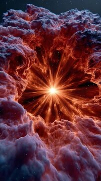 Cosmic Nova Burst: A dramatic depiction of a stellar explosion, a vibrant supernova erupts with intense light and energy, surrounded by swirling cosmic dust and gas in the deep expanse of space.