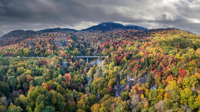 Blue Ridge Parkway in autumn at Grandfather Mountain