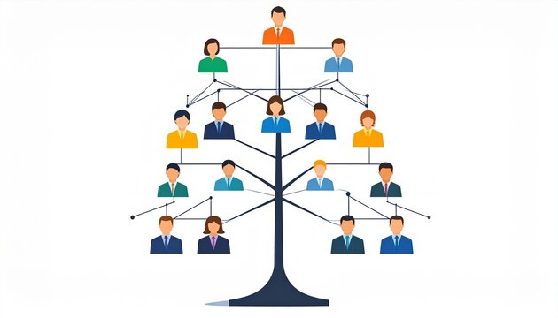 Organizational Chart Depicting Hierarchy and Relationships in a Company.