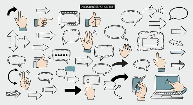 Hands interacting with digital devices.
