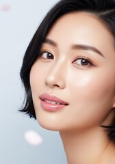 Fototapeta premium Soft Studio Portrait of Young Woman with Natural Makeup
