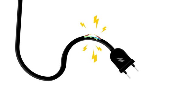 Exposed Electrical Wire Short Circuit Danger Icon 4K