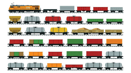 Freight train cars illustration on white background © Anjumanara Rakhi