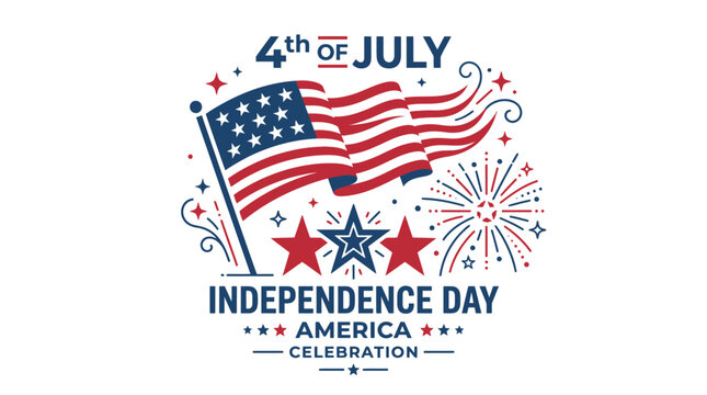Patriotic 4th of July Celebration Flag and Fireworks