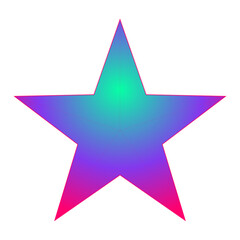 Obraz premium Vibrant star with smooth gradient colors. Center glows with soft green and blue hues. Edges shift to rich magenta and purple tones. Ideal for creative designs, digital art, or