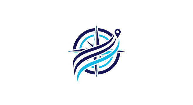 Directional Compass Logo Representing Location And Travel With Modern Design Elements