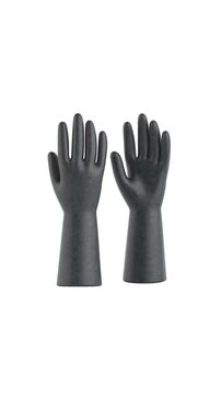 4k Resolution Vertical Video for Social Media: Protection And Hygiene Concept With Durable Rubber Gloves. Pair Of Black Waterproof Gloves Seamless Looped Rotating On White Background With Alpha Matte