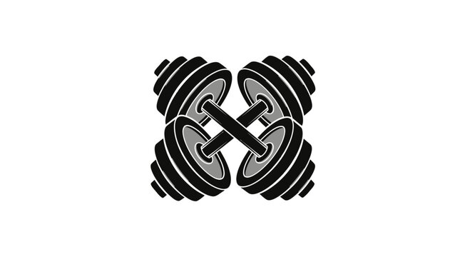 Dual Dumbbell Silhouette: A Graphic Representation Of Fitness And Exercise Concept