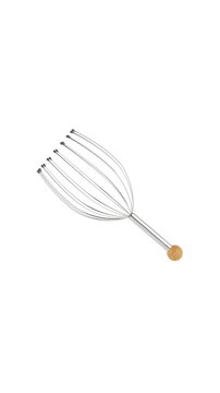 4k Resolution Vertical Video for Social Media: Relaxation And Stress Relief Concept. Metal Head Massager Tool With Wooden Handle Seamless Looped Rotating On White Background With Alpha Matte