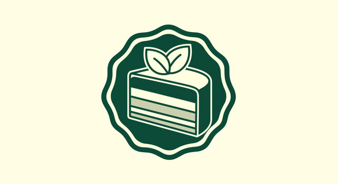 Elegant Cake Slice Inside Decorative Emblem For Culinary Branding and Symbolism
