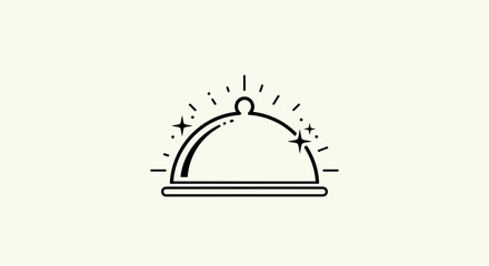 Fototapeta premium Elegant Cloche Icon Sparkling With Light Representing Gourmet Dining Experience