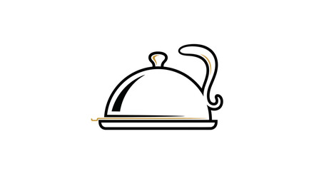 Fototapeta premium Elegant Cloche Illustration For Restaurants And Fine Dining, Minimalistic Vector Design