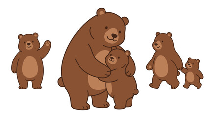 Cute Brown Bear Family Vector Illustration © TDF CREATIVE