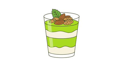 Layered Matcha Dessert Vector Illustration © TDF CREATIVE