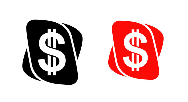 Dollar Sign Icons: Black and Red Contrast