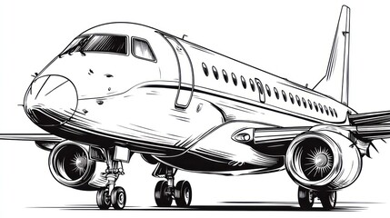 Fototapeta premium Detailed illustration of a passenger jet against white background