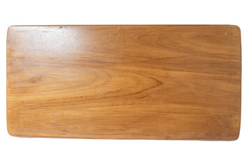 Fototapeta premium Empty Rectangle wooden cutting board isolated on white background. Top View chopping board with clipping path. Cooking concept with Kitchen accessory and copy space for your products